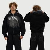 Hearujoy American Harajuku Y2K Sports Style Gothic Text Printed Distressed Hoodie Men's Autumn Street Fashion Clothing Y2K Style Top